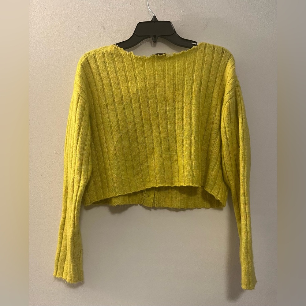 Wild Fable cropped cardigan chartreuse yellow - Picture 3 of 5